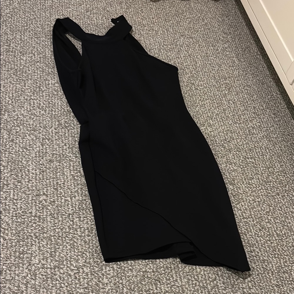 Superdown Black Asymmetrical Halter Bodycon Dress
